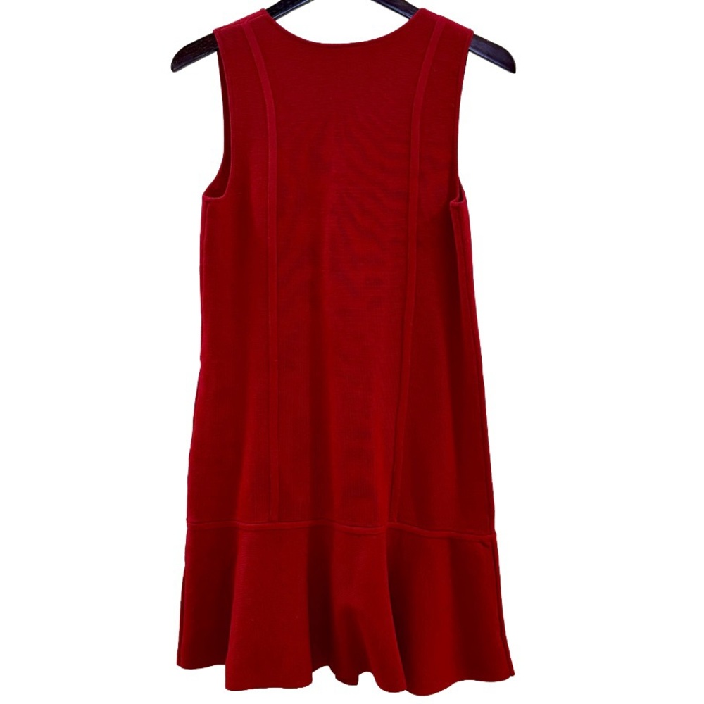 Ann Taylor Factory Sleeveless V-Neck Drop Waist Ruffle Hem Dress Red Size Small - Picture 2 of 6